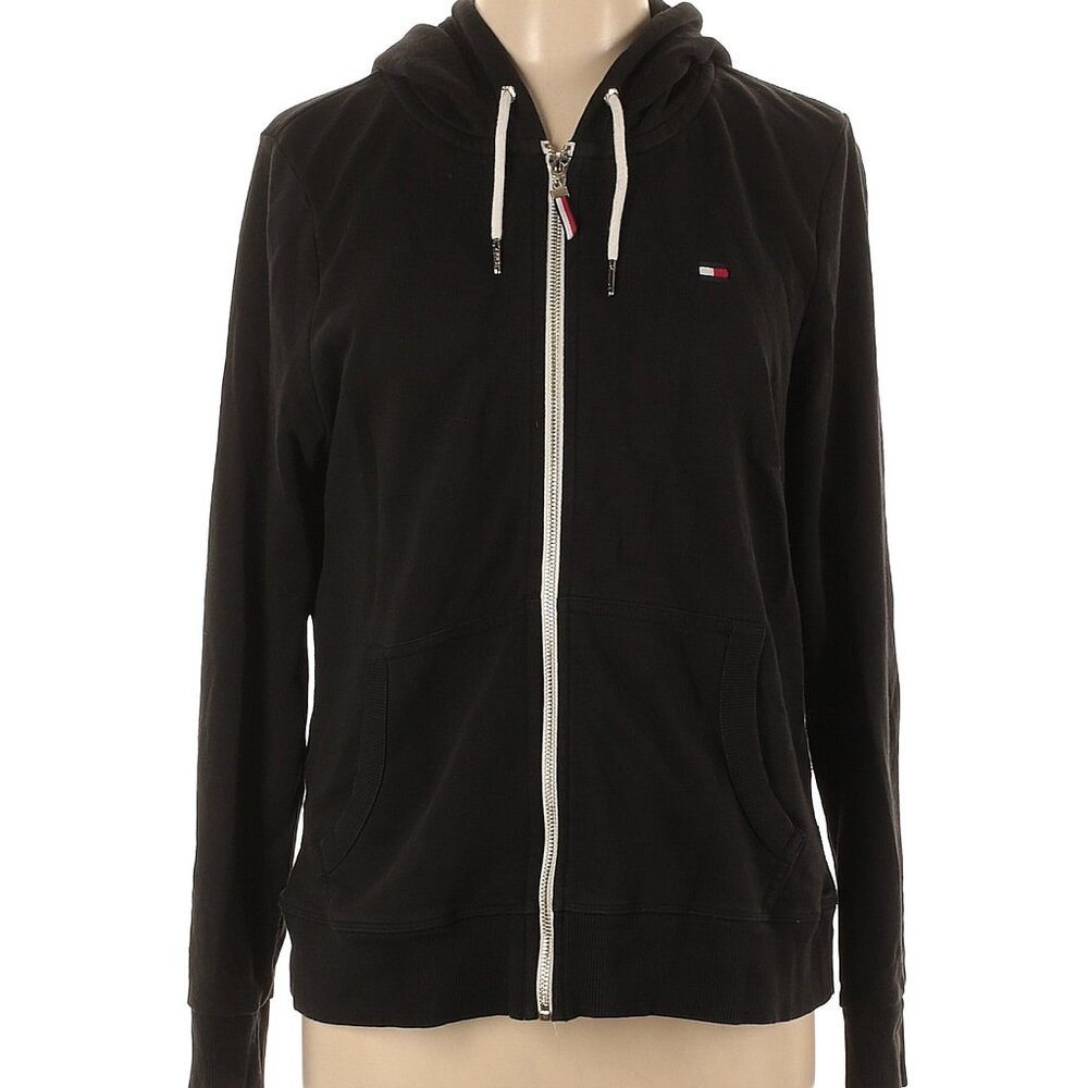 TOMMY HILFIGER WOMENS ZIP UP HOODIE PLUS SIZE 1X BLACK
